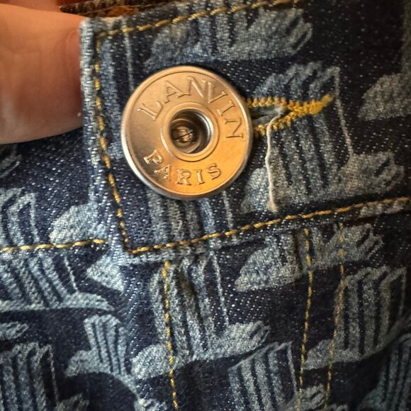 $1025 LANVIN All-Over Monogram DENIM JEANS (sz 34) - Picture 6 of 13